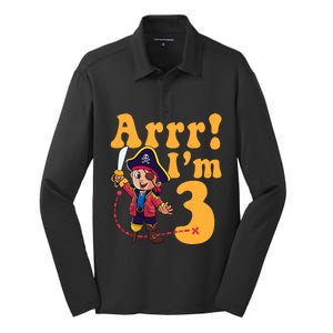 3rd Pirate Birthday Party Arrr IM 3 Three Years Old Silk Touch Performance Long Sleeve Polo