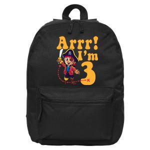 3rd Pirate Birthday Party Arrr IM 3 Three Years Old 16 in Basic Backpack