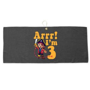 3rd Pirate Birthday Party Arrr IM 3 Three Years Old Large Microfiber Waffle Golf Towel