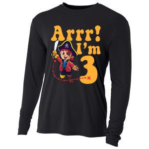 3rd Pirate Birthday Party Arrr IM 3 Three Years Old Cooling Performance Long Sleeve Crew