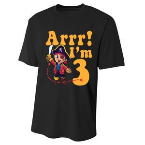 3rd Pirate Birthday Party Arrr IM 3 Three Years Old Performance Sprint T-Shirt