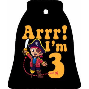 3rd Pirate Birthday Party Arrr IM 3 Three Years Old Ceramic Bell Ornament