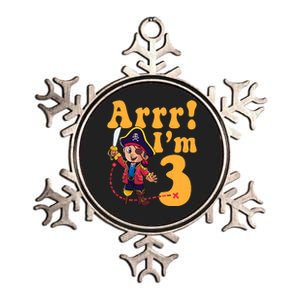 3rd Pirate Birthday Party Arrr IM 3 Three Years Old Metallic Star Ornament