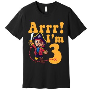 3rd Pirate Birthday Party Arrr IM 3 Three Years Old Premium T-Shirt