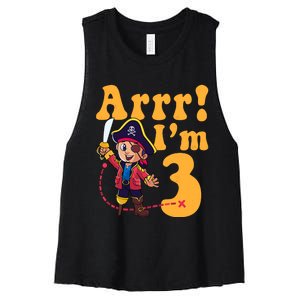 3rd Pirate Birthday Party Arrr IM 3 Three Years Old Women's Racerback Cropped Tank