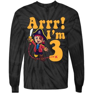 3rd Pirate Birthday Party Arrr IM 3 Three Years Old Tie-Dye Long Sleeve Shirt