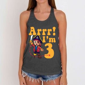 3rd Pirate Birthday Party Arrr IM 3 Three Years Old Women's Knotted Racerback Tank