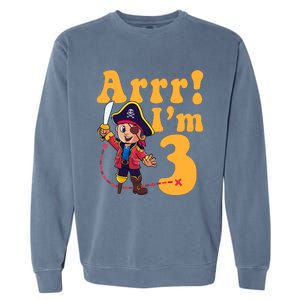 3rd Pirate Birthday Party Arrr IM 3 Three Years Old Garment-Dyed Sweatshirt