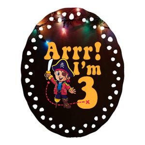 3rd Pirate Birthday Party Arrr IM 3 Three Years Old Ceramic Oval Ornament