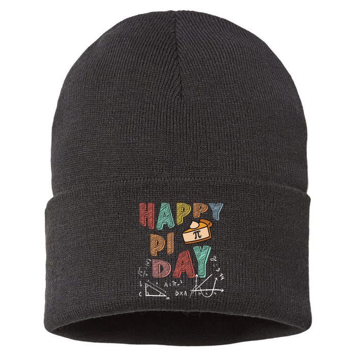 3.14 PI Day Pie Day Pi Symbol For Math Lovers Sustainable Knit Beanie