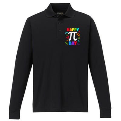 3.14 PI Day Pie Day Pi Symbol For Math Lovers Performance Long Sleeve Polo