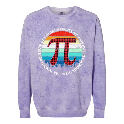 3.14 Pi Digits Vintage 3.14 Pi Math Teacher Happy Pi Day Colorblast Crewneck Sweatshirt