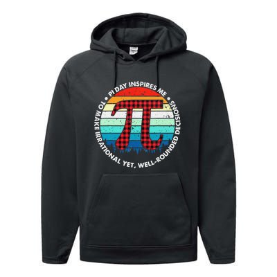 3.14 Pi Digits Vintage 3.14 Pi Math Teacher Happy Pi Day Performance Fleece Hoodie