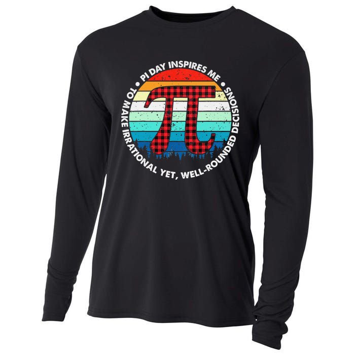 3.14 Pi Digits Vintage 3.14 Pi Math Teacher Happy Pi Day Cooling Performance Long Sleeve Crew