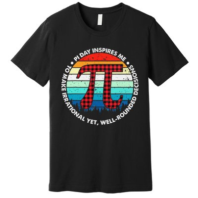 3.14 Pi Digits Vintage 3.14 Pi Math Teacher Happy Pi Day Premium T-Shirt