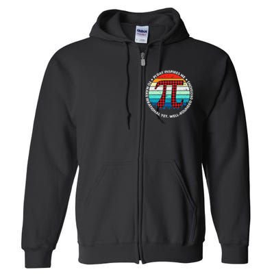 3.14 Pi Digits Vintage 3.14 Pi Math Teacher Happy Pi Day Full Zip Hoodie