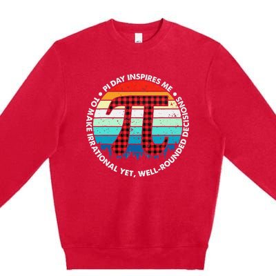 3.14 Pi Digits Vintage 3.14 Pi Math Teacher Happy Pi Day Premium Crewneck Sweatshirt