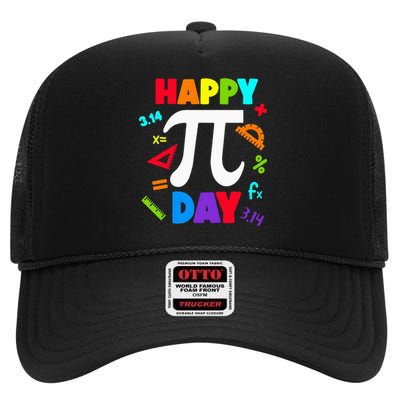 3.14 PI Day Pie Day Pi Symbol For Math Lovers High Crown Mesh Back Trucker Hat