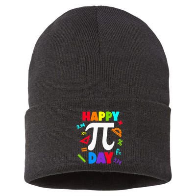 3.14 PI Day Pie Day Pi Symbol For Math Lovers Sustainable Knit Beanie