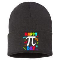 3.14 PI Day Pie Day Pi Symbol For Math Lovers Sustainable Knit Beanie