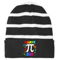 3.14 PI Day Pie Day Pi Symbol For Math Lovers Striped Beanie with Solid Band