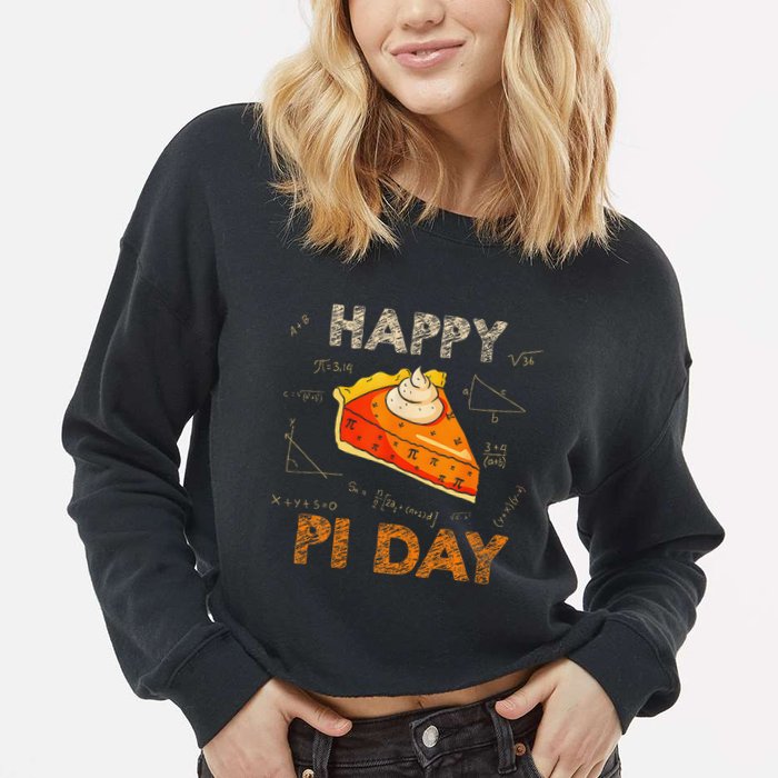 3.14 Pi Day Pie Day Pi Symbol For Math Lovers And Women Cropped Pullover Crew