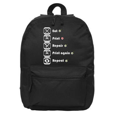 3D Printing Eat Print Repeat I 3D Printer 16 in Basic Backpack
