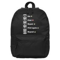 3D Printing Eat Print Repeat I 3D Printer 16 in Basic Backpack
