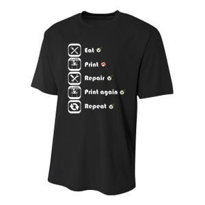 3D Printing Eat Print Repeat I 3D Printer Youth Performance Sprint T-Shirt