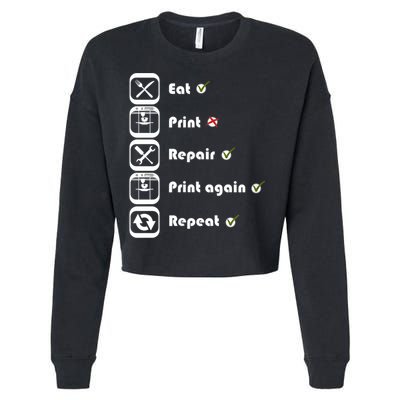 3D Printing Eat Print Repeat I 3D Printer Cropped Pullover Crew