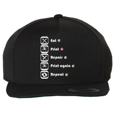 3D Printing Eat Print Repeat I 3D Printer Wool Snapback Cap