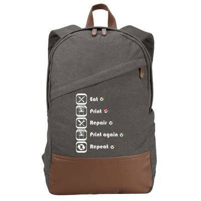 3D Printing Eat Print Repeat I 3D Printer Cotton Canvas Backpack