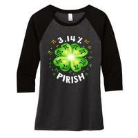 3.14% Pirish Funny St Patrick's Math Geek Mug, Lucky Pi Day Math Teacher Women's Tri-Blend 3/4-Sleeve Raglan Shirt