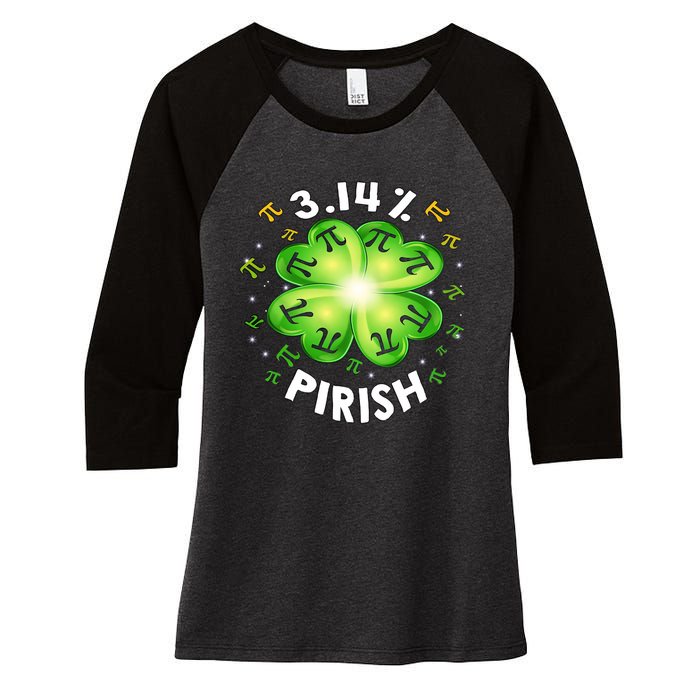 3.14% Pirish Funny St Patrick's Math Geek Mug, Lucky Pi Day Math Teacher Women's Tri-Blend 3/4-Sleeve Raglan Shirt