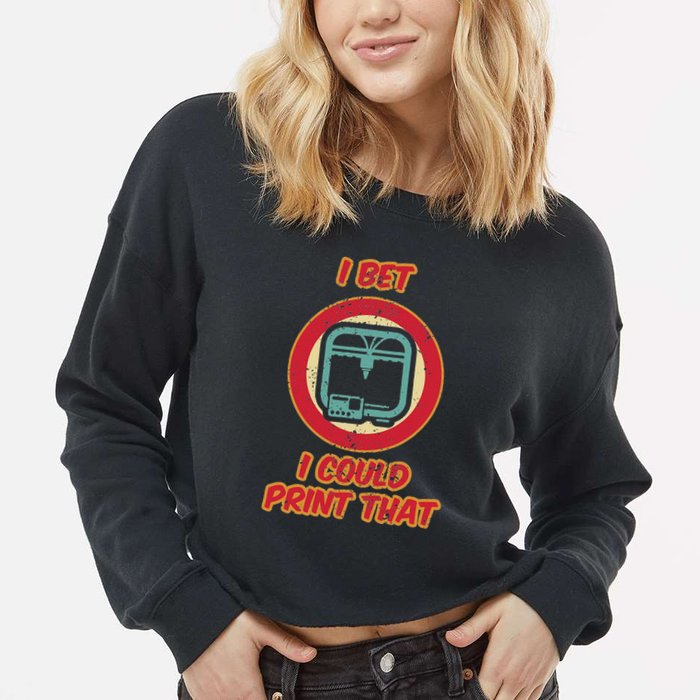 3d Printing Icon G28 Cnc Maker 3d Scan 3d Printer Cropped Pullover Crew