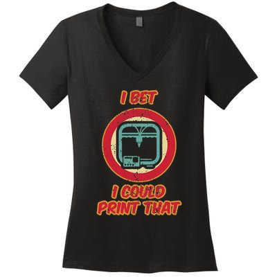 3d Printing Icon G28 Cnc Maker 3d Scan 3d Printer Women's V-Neck T-Shirt