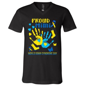 321 Proud Mimi Down Syndrome Awareness  T21 V-Neck T-Shirt