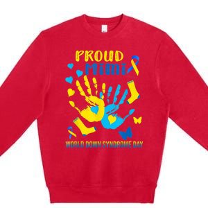 321 Proud Mimi Down Syndrome Awareness  T21 Premium Crewneck Sweatshirt