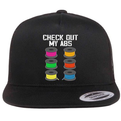 3d Printer Printing Lover Funny Check Out My Abs Filament Flat Bill Trucker Hat