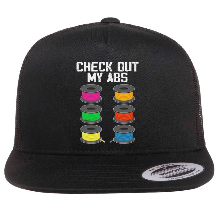 3d Printer Printing Lover Funny Check Out My Abs Filament Flat Bill Trucker Hat