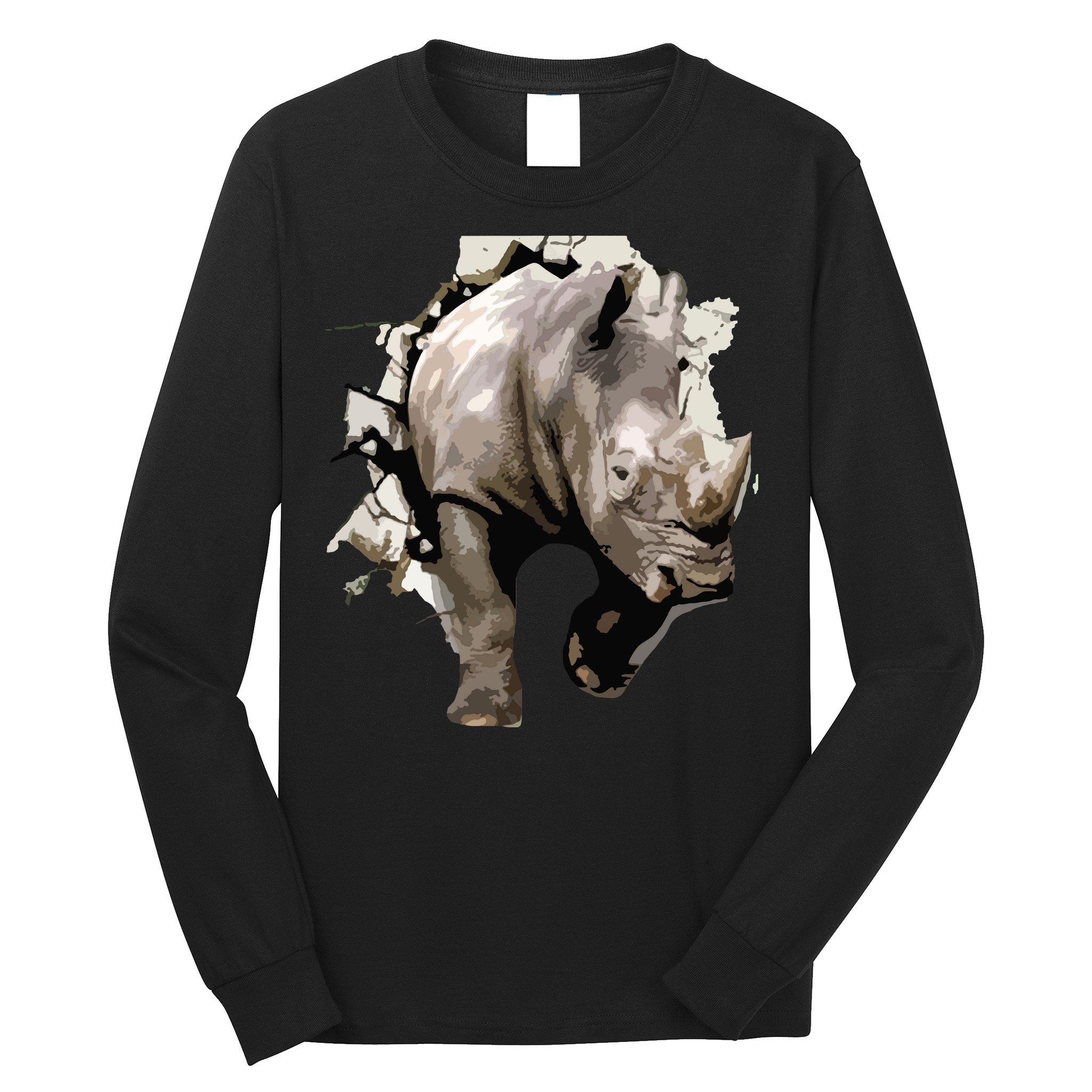 3D Rhino African Safari Animal Rhinoceros Tee Long Sleeve Shirt
