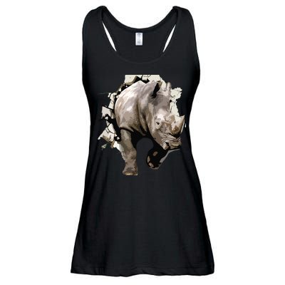 3D Rhino African Safari Animal Rhinoceros Tee Ladies Essential Flowy Tank