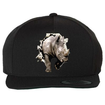 3D Rhino African Safari Animal Rhinoceros Tee Wool Snapback Cap