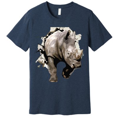 3D Rhino African Safari Animal Rhinoceros Tee Premium T-Shirt