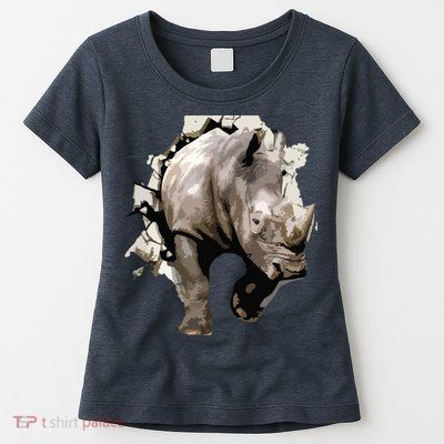 3D Rhino African Safari Animal Rhinoceros Tee Womens T-Shirt