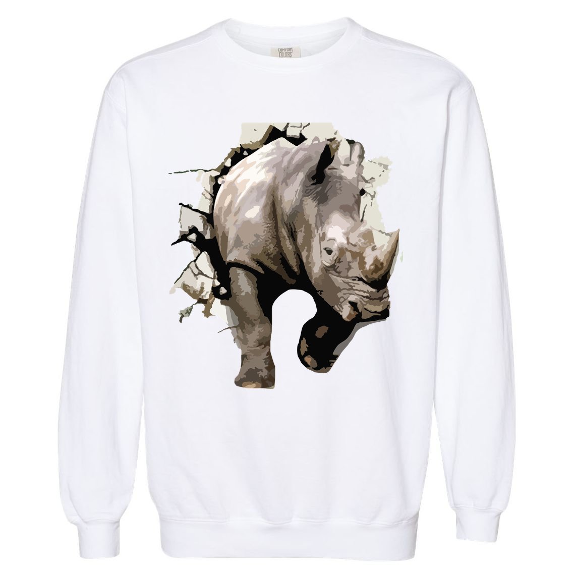 3D Rhino African Safari Animal Rhinoceros Tee Garment-Dyed Sweatshirt