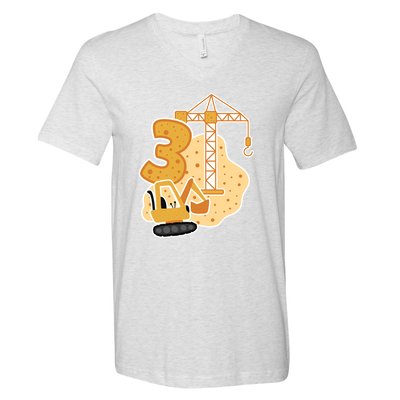 3rd Birthday Construction V-Neck T-Shirt