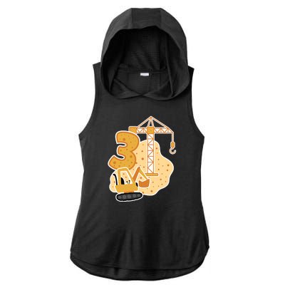 3rd Birthday Construction Ladies PosiCharge Tri-Blend Wicking Draft Hoodie Tank