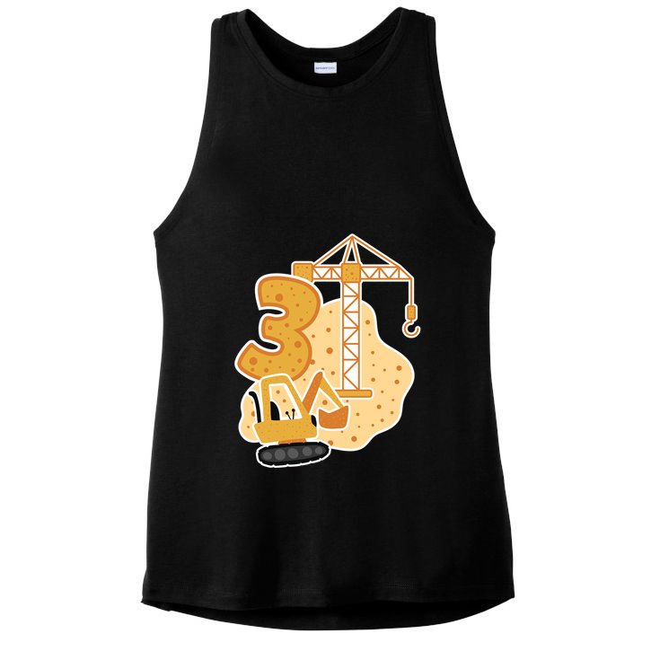3rd Birthday Construction Ladies PosiCharge Tri-Blend Wicking Tank