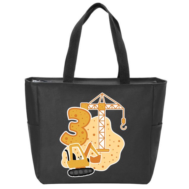 3rd Birthday Construction Zip Tote Bag